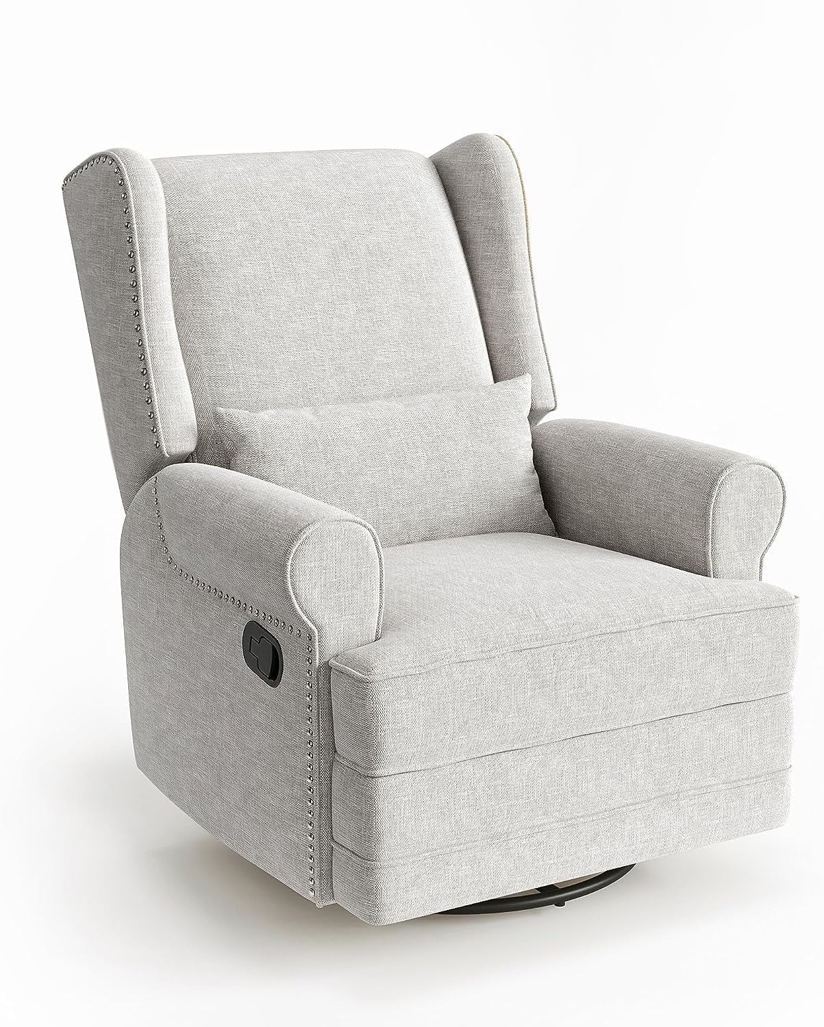 Swivel Recliner Glider Rocking Chair with Lumbar Pillow and Footrest, for Bedroom, Living Room, Brown