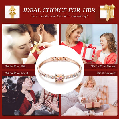 Fasion Jewelry Spiritual Guidance Bangle Bracelets for Women 18K Gold Plating Adjustable Bracelets with Crystal for Wife Girlfriend or Mothers,