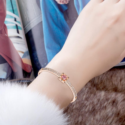 Fasion Jewelry Spiritual Guidance Bangle Bracelets for Women 18K Gold Plating Adjustable Bracelets with Crystal for Wife Girlfriend or Mothers,