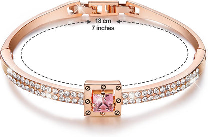 Fasion Jewelry Spiritual Guidance Bangle Bracelets for Women 18K Gold Plating Adjustable Bracelets with Crystal for Wife Girlfriend or Mothers,